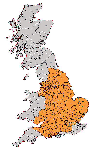 A Map of Logs Logs Logs delivery zones, including London